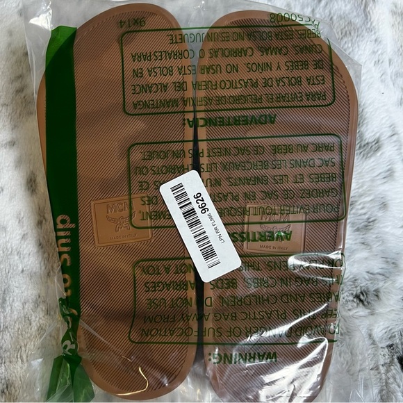 New MCM Cognac Visetos Women’s Monogram Slides sz 37 Made in Italy - Picture 8 of 10